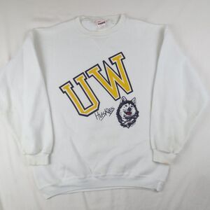 VTG UW University of Washington Huskies Sweatshirt White College Sports USA Made